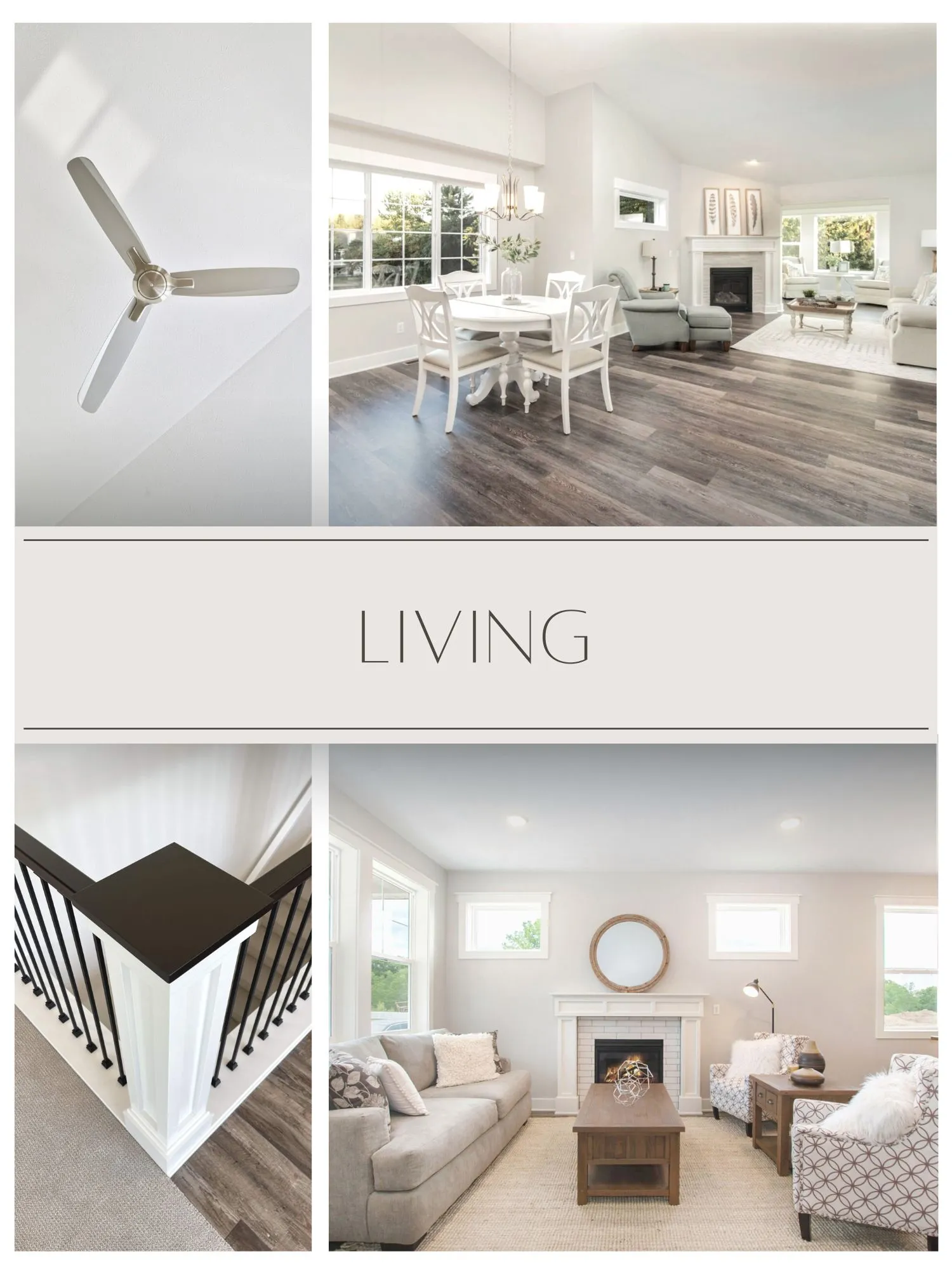 Livingroom Options | Fireplaces | Flooring | Fans and Lighting