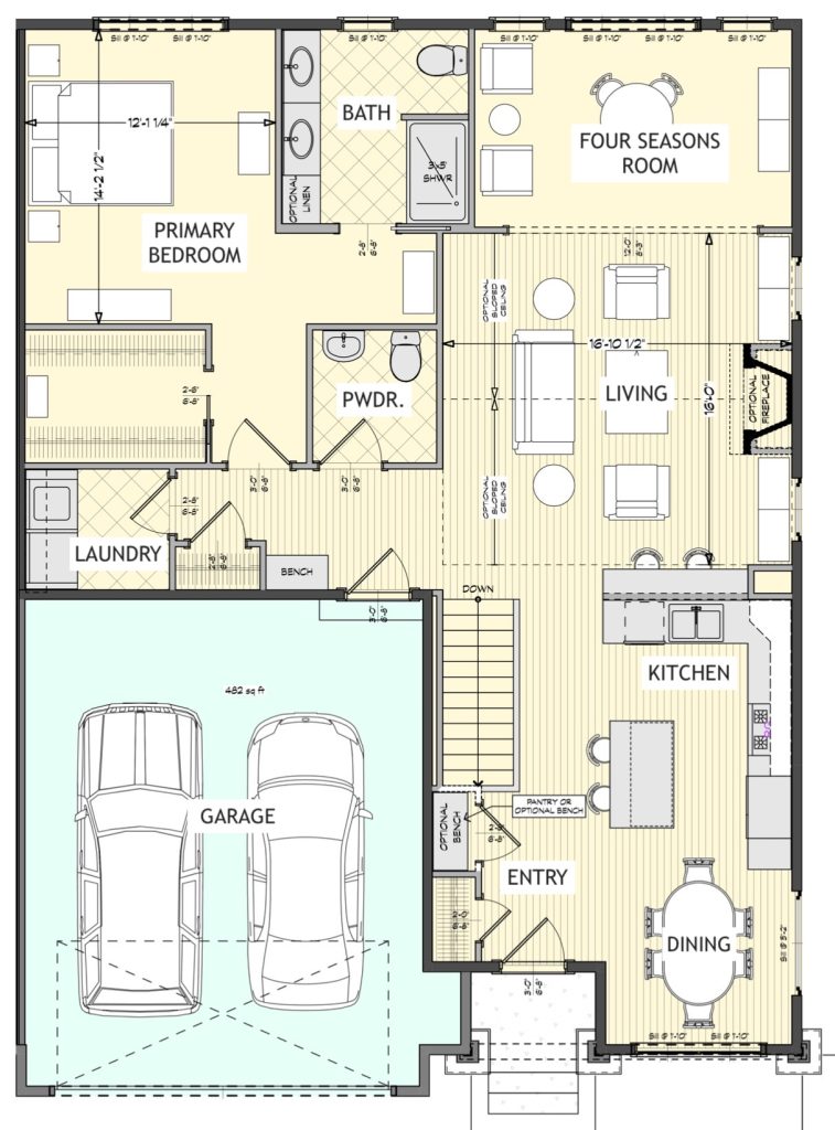 2D floor plan of the sunstone-plus main level